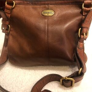 Fossil Cognac Leather Crossbody